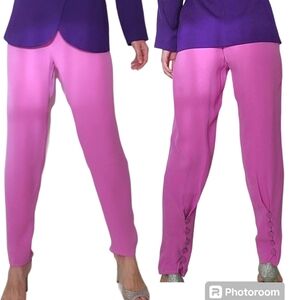 Vintage Emanuel Ungaro Ankle Cropped Tapered Silk Women pants Size FR 42 US XXL